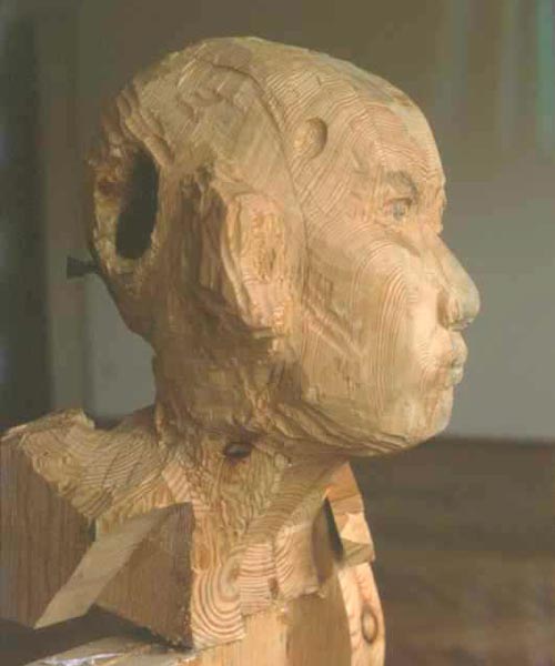 El-Hassan, Rza: The Seer :: Sculpture, Wood, balloon, 60x40x30cm, 2000, Galerie Taddeus Ropac, Salzburg