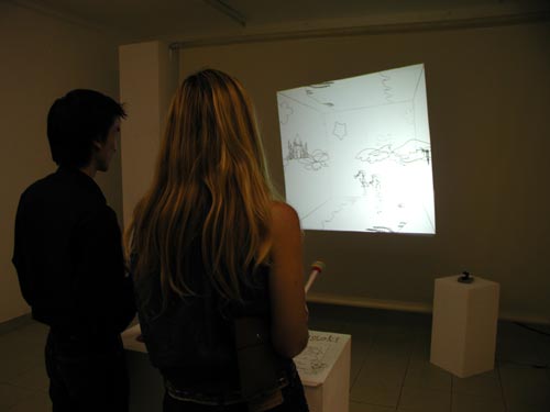 Keiko Takahashi - Shinji Sasada - Koichi Nishi: Rakugaki :: interaktv multimdia installci, 2001